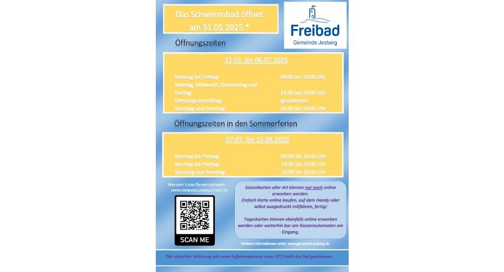 Freibad &ouml;ffnet am 31.05.2025