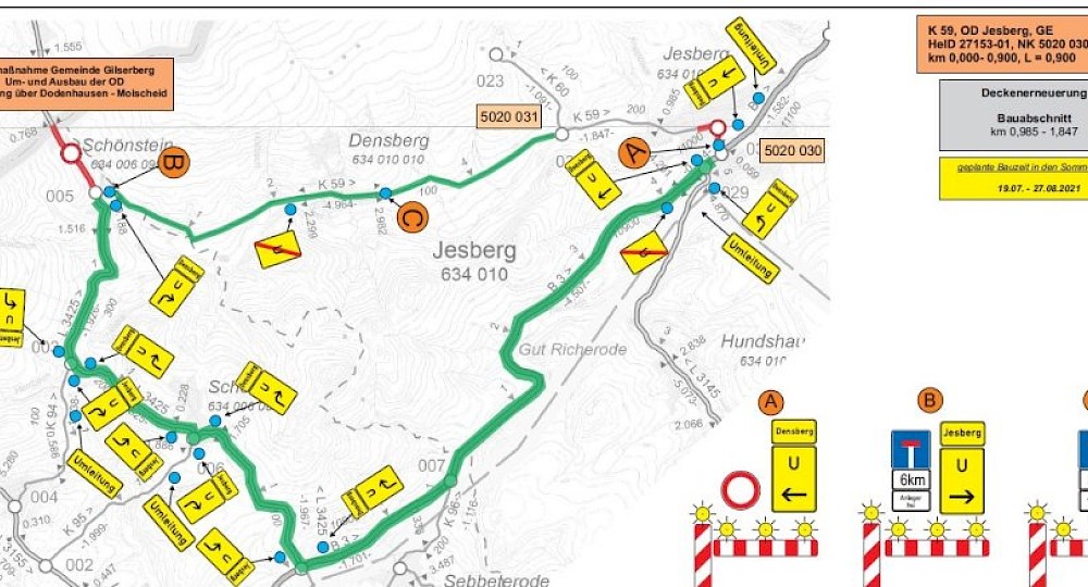 Stra&szlig;ensperrung und Sanierung der K59
