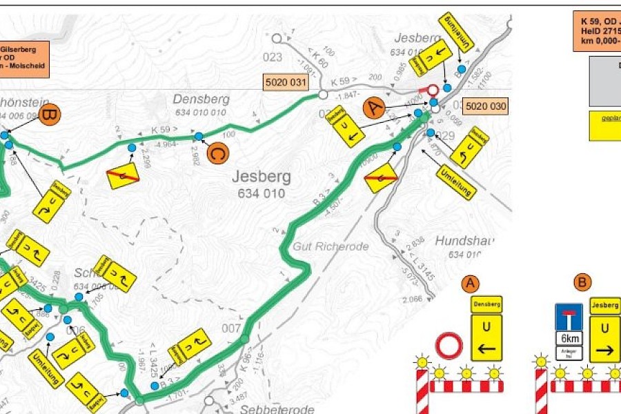 Stra&szlig;ensperrung und Sanierung der K59