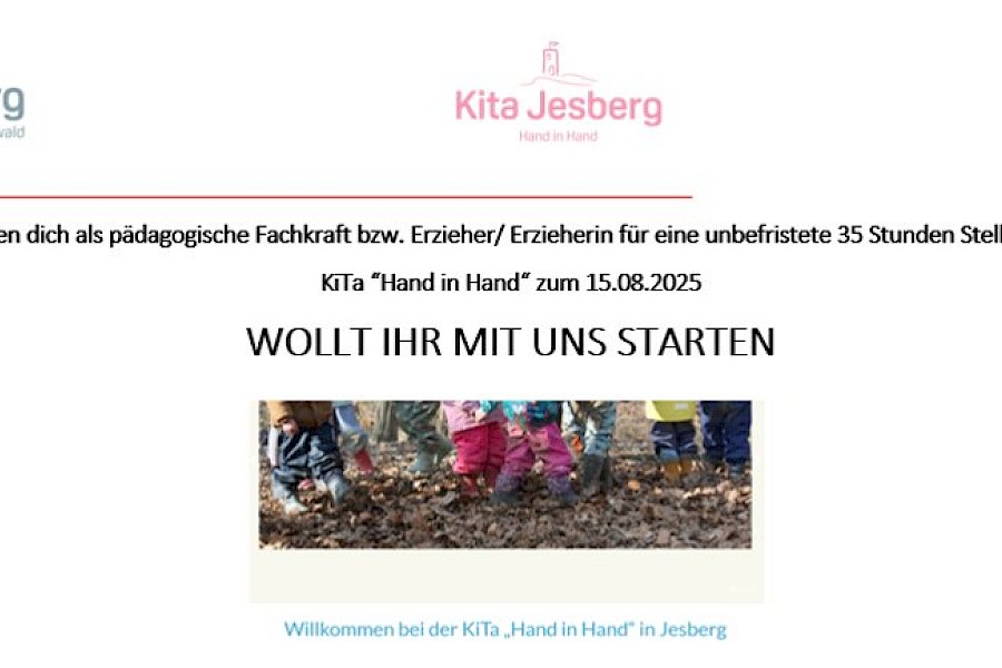 Stellenausschreibung KiTa "Hand in Hand"